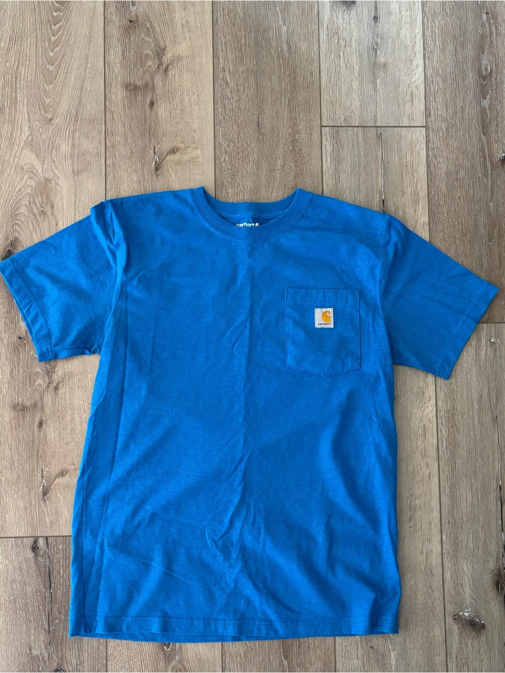 Carhartt Blue Pocket Tee w/ pocket patch + back graphic logo. Carhartt Med NWT!